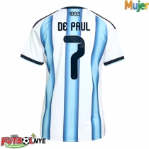 Camiseta Argentina Rodrigo De Paul #7 Primera Equipación para mujer Mundial 2026 manga corta